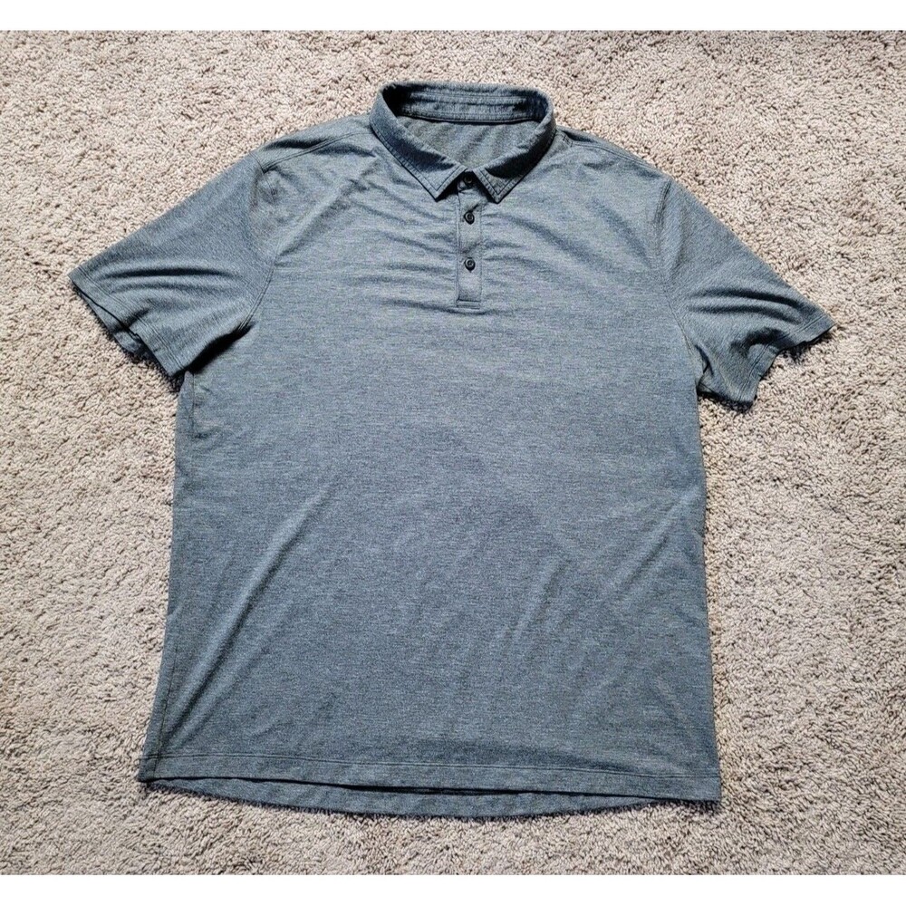 Lululemon Evolution Men's XL Short Sleeve Polo Shirt in heathered gray Athletic
